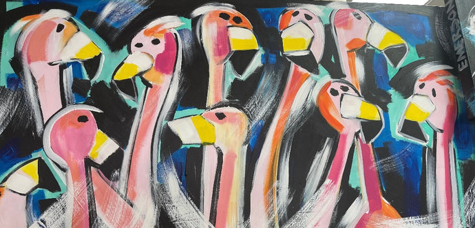 A Flamboyance of Flamingos Painting