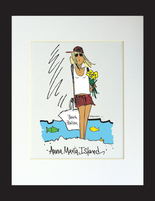 Beach Person Matted Print